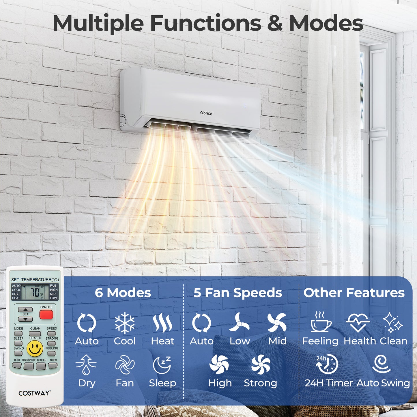 30000 BTU 2 Zone 23 SEER2 Mini Split AC, Heat Pump, 9K + 24K, White Mini Split Air Conditioners at Gallery Canada
