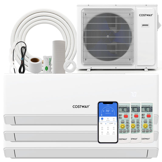 30000 BTU 3 Zone 23 SEER2 Mini Split Air Conditioner Wifi Enabled with Heat Pump-9K + 9K + 18K, White Mini Split Air Conditioners White at Gallery Canada