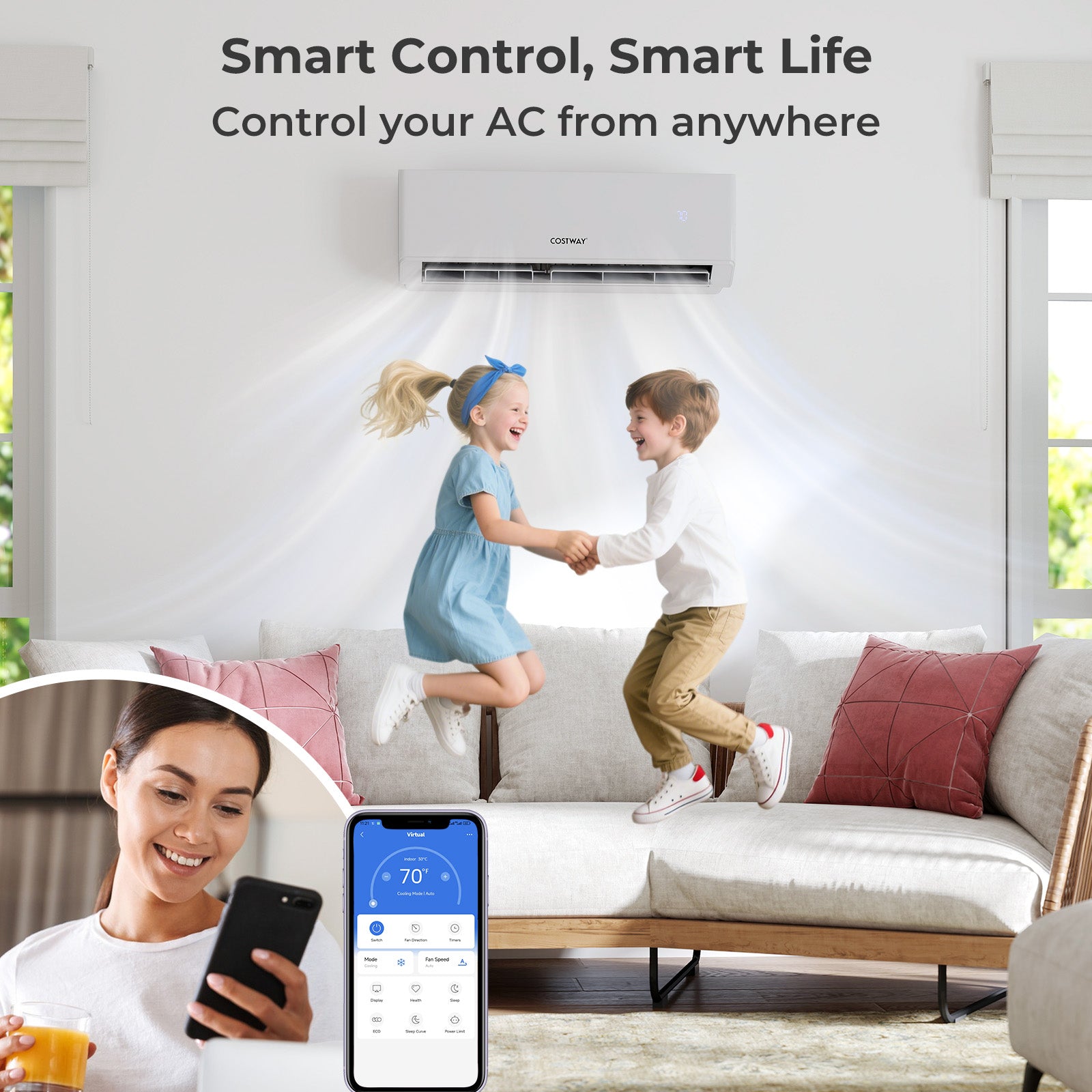 30000 BTU 4 Zone 23 SEER2 Mini Split Air Conditioner Wifi Enabled with Heat Pump-7K + 9K + 9K + 9K, White Mini Split Air Conditioners at Gallery Canada