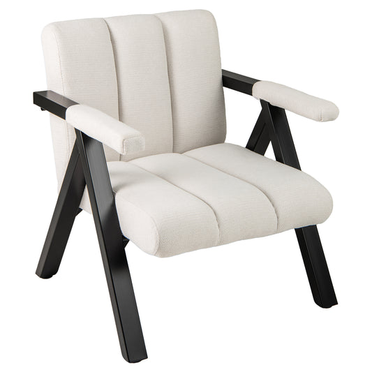 Oversized Accent Chair with Metal Frame and Armrests, Beige Accent Chairs Beige at Gallery Canada