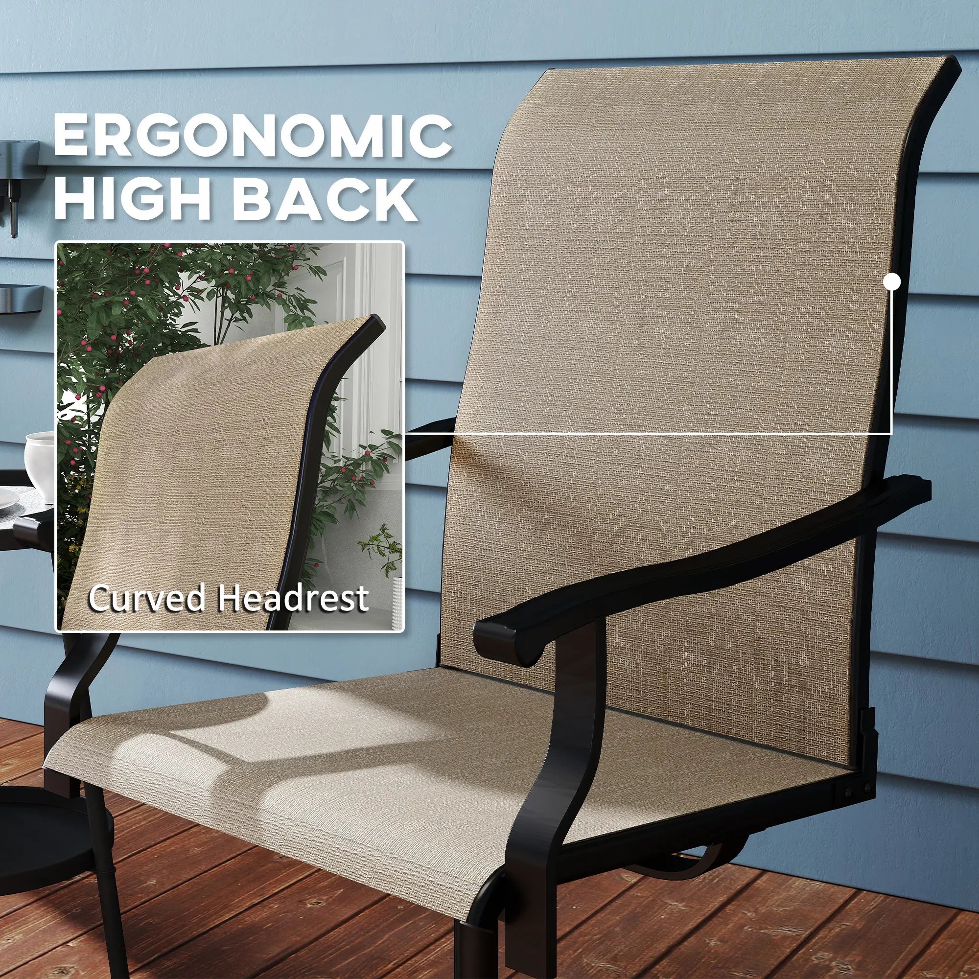 Outdoor Swivel Dining Chairs, Set of 2, High Back, All Weather Mesh, Brown Bistro Sets at Gallery Canada