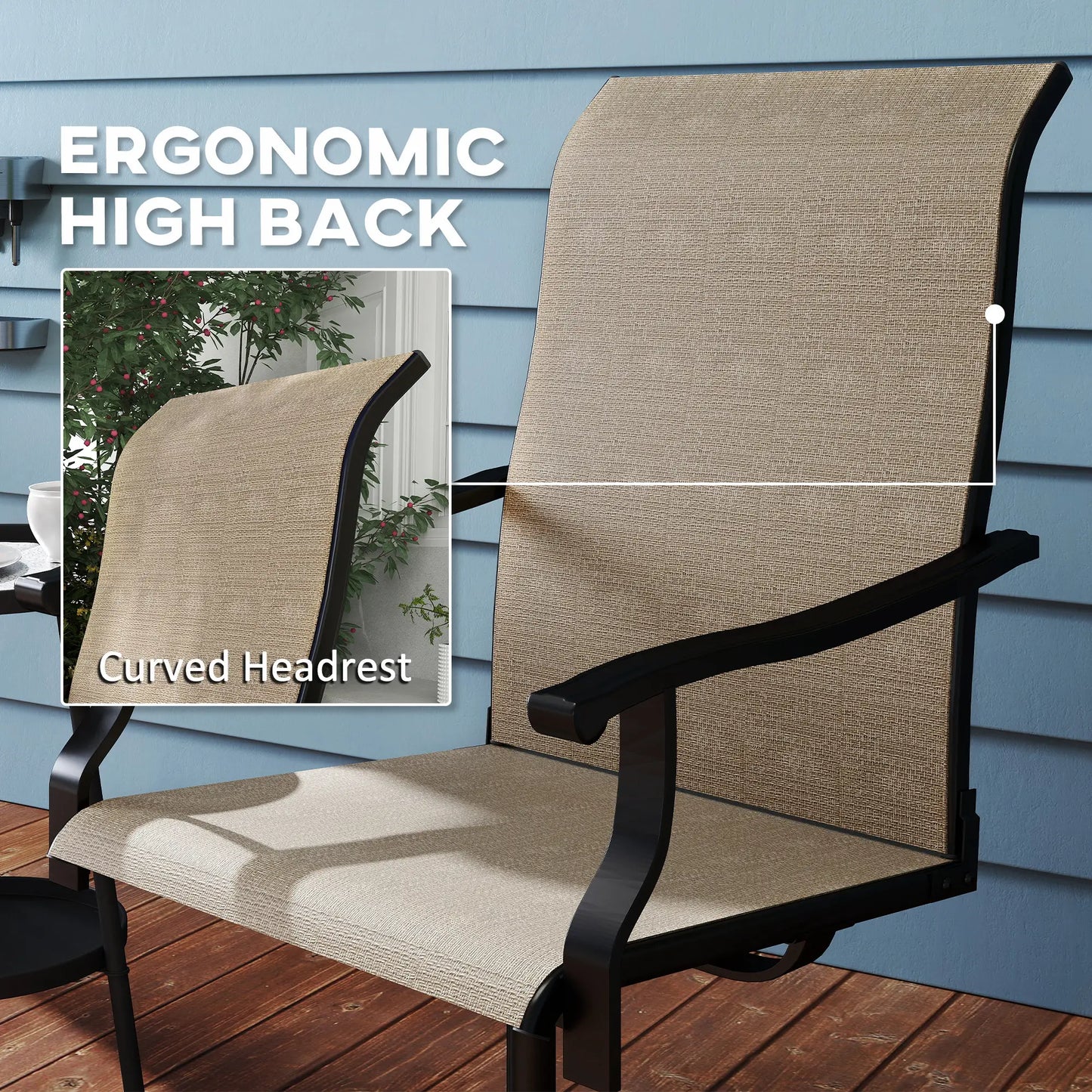 Outdoor Swivel Dining Chairs, Set of 2, High Back, All Weather Mesh, Brown Bistro Sets at Gallery Canada