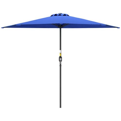 9ft Half Round Umbrella, Outdoor Patio Sun Shade, Deep Blue