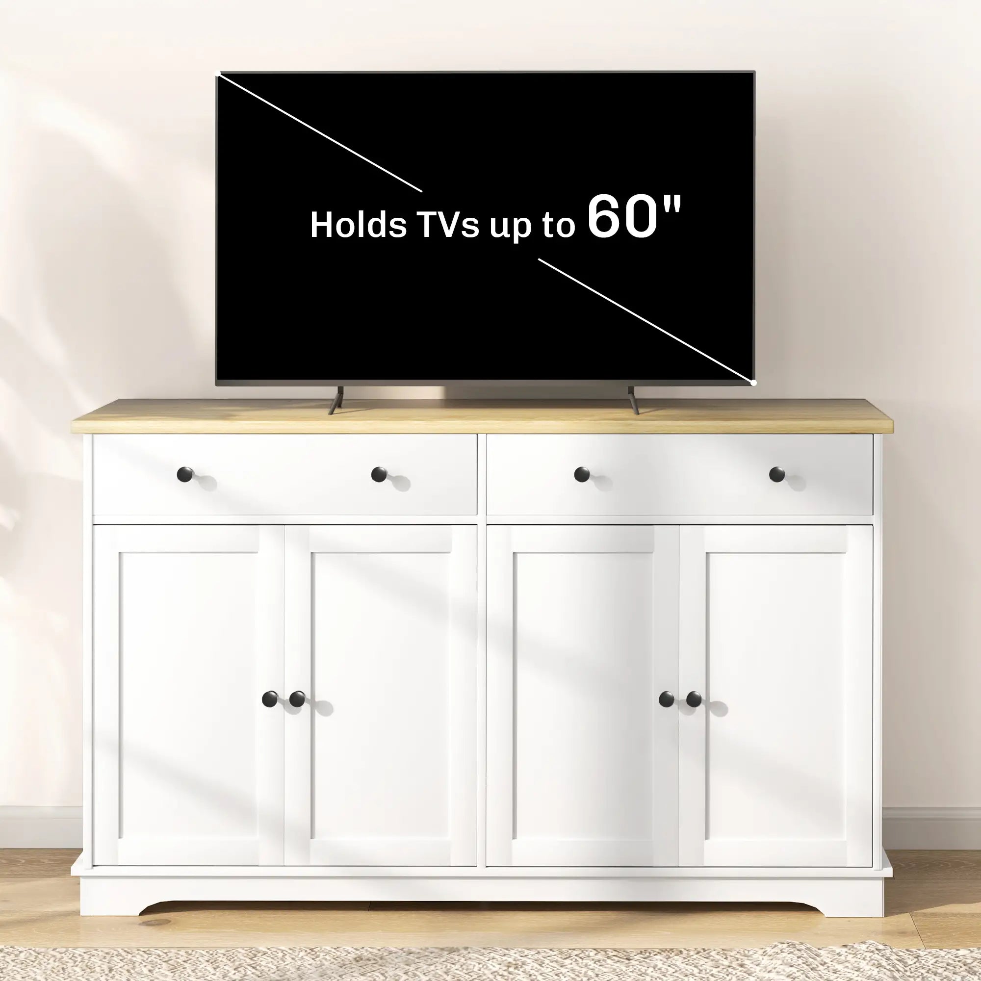 Modern Sideboard, Buffet Cabinet with Drawers, Adjustable Shelves, White Storage Cabinets at Gallery Canada