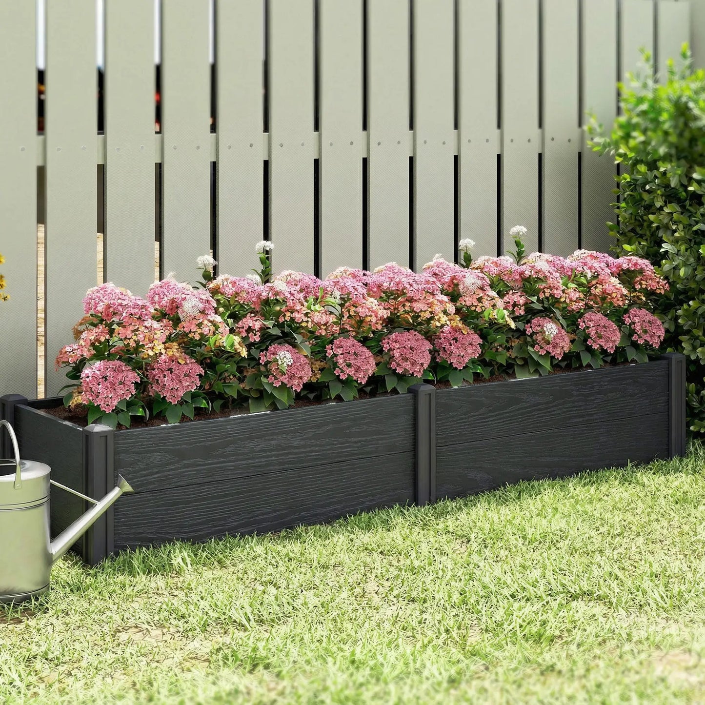 Vinyl Raised Garden Bed Kit, 6.5 x 2 x 1ft, Grey Wood Effect, Grey Wooden Planter Boxes at Gallery Canada