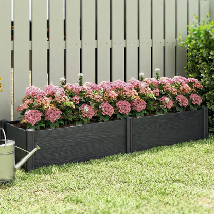 Vinyl Raised Garden Bed Kit, 6.5 x 2 x 1ft, Grey Wood Effect, Grey Wooden Planter Boxes at Gallery Canada
