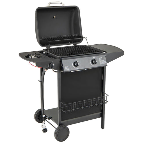 30,000 BTU Outdoor Burner Propane Gas Grill On Wheels, Black