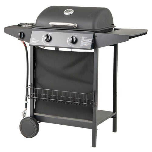 30,000 BTU Outdoor Burner Propane Gas Grill On Wheels, Black