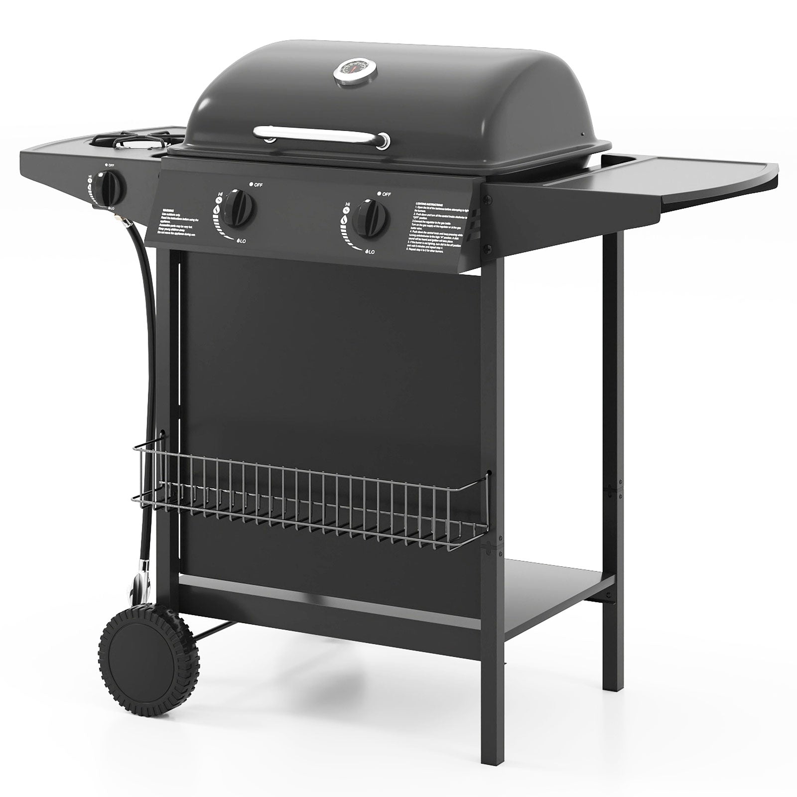 30,000 BTU Outdoor Burner Propane Gas Grill On Wheels, Black Outdoor Grills at Gallery Canada