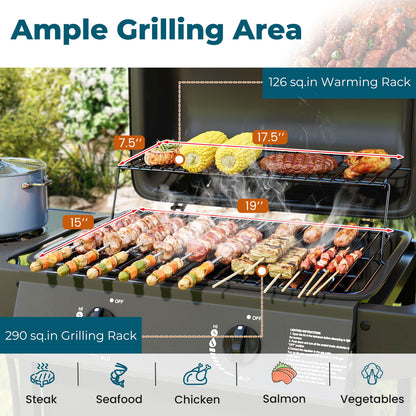 30,000 BTU Outdoor Burner Propane Gas Grill On Wheels, Black Outdoor Grills at Gallery Canada