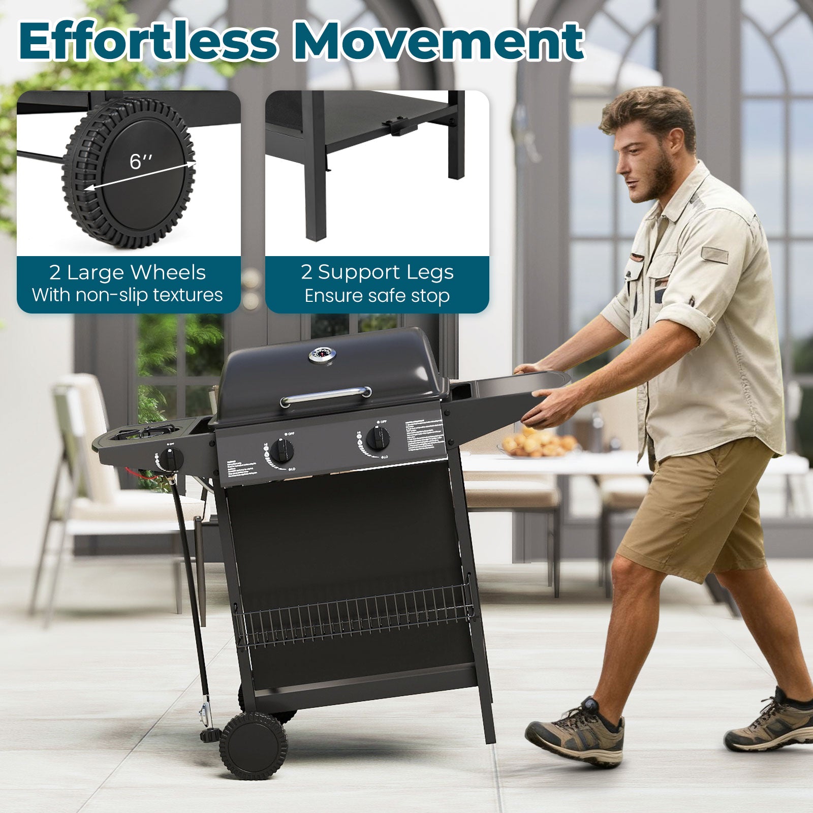30,000 BTU Outdoor Burner Propane Gas Grill On Wheels, Black Outdoor Grills at Gallery Canada