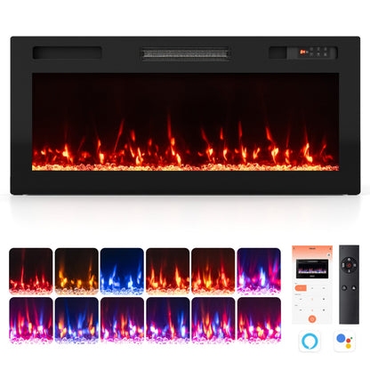 50 Inch Smart WiFi Electric Fireplace, Recessed and Wall Mounted