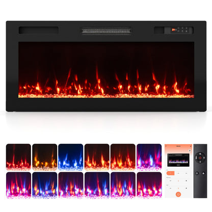 50 Inch Smart WiFi Electric Fireplace, Recessed and Wall Mounted