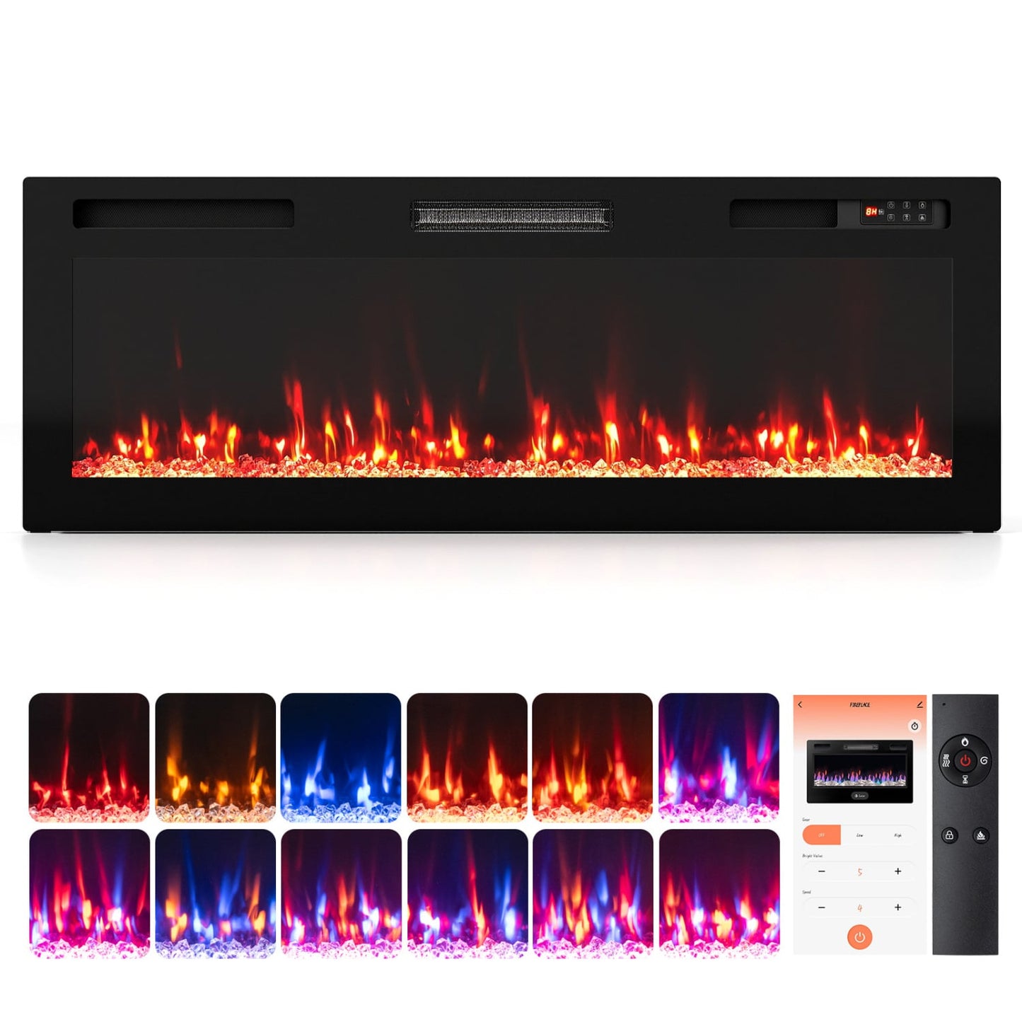 Smart WiFi Electric Fireplace, Recessed, Wall Mount, 50 Inch Fireplaces at Gallery Canada