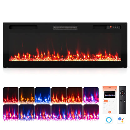 Smart WiFi Electric Fireplace, Recessed, Wall Mount, 50 Inch Fireplaces at Gallery Canada