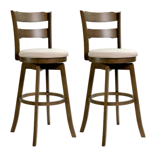 30.5 Inch Swivel Barstools with Backrest & Upholstered Seat-Set of 2, Taupe