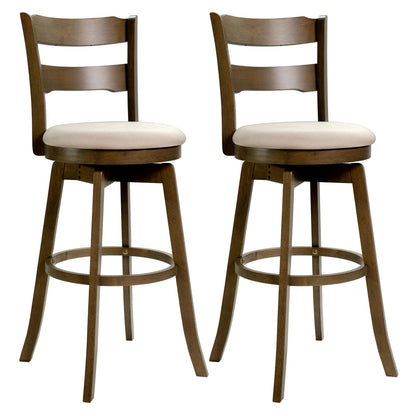 30.5 Inch Swivel Barstools with Backrest & Upholstered Seat-Set of 2, Taupe Bar Stools at Gallery Canada