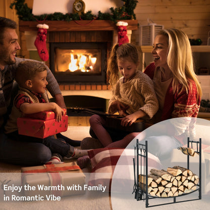 30 Inch Firewood Rack With 4 Tool Set, Kindling Holders, Black Log Storage at Gallery Canada