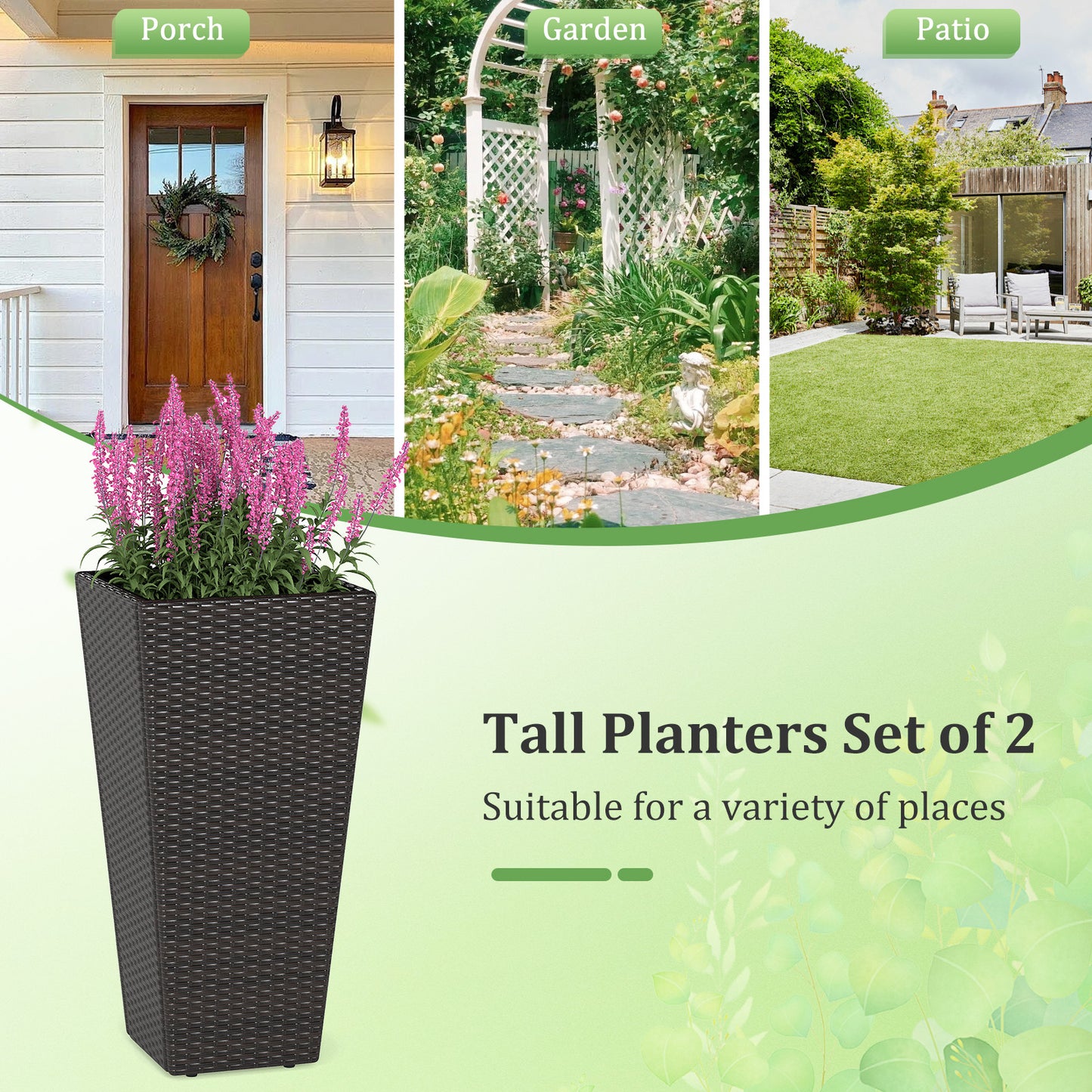 30 Inch Modern Decorative Planter Pots Set of 2 with Open-ended Base Raised Garden Beds at Gallery Canada