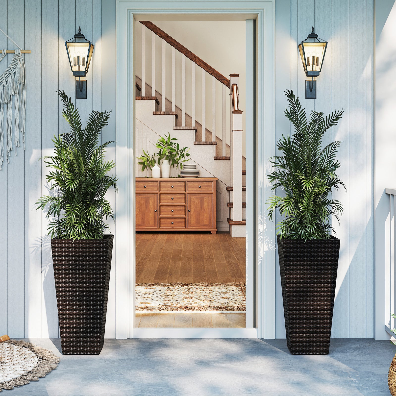 30 Inch Modern Decorative Planter Pots Set of 2 with Open-ended Base Raised Garden Beds at Gallery Canada