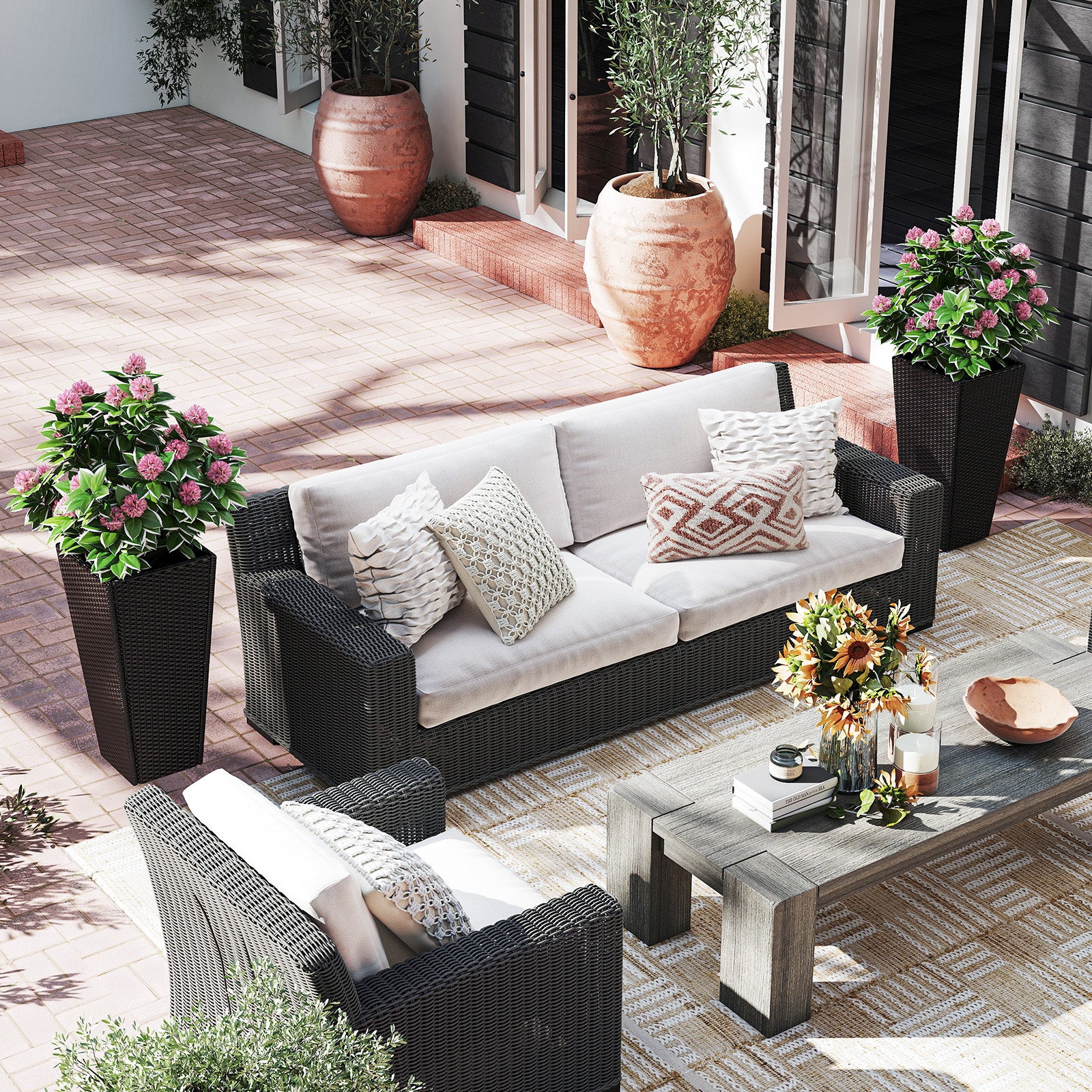 30 Inch Modern Decorative Planter Pots Set of 2 with Open-ended Base Raised Garden Beds at Gallery Canada