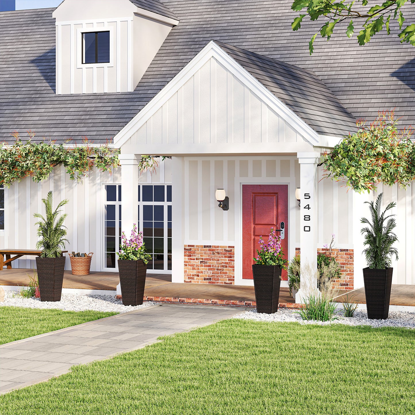 30 Inch Modern Decorative Planter Pots Set of 2 with Open-ended Base Raised Garden Beds at Gallery Canada