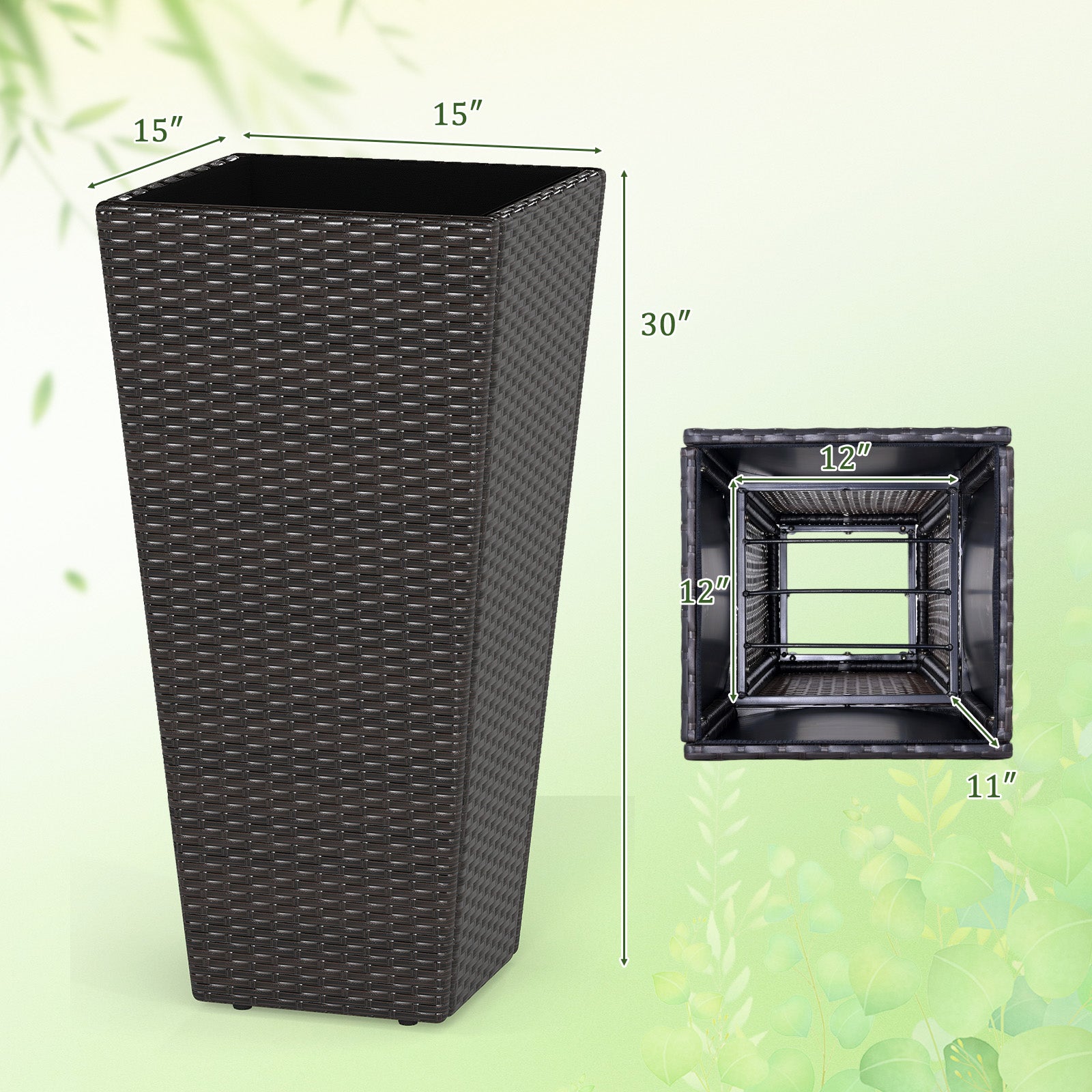 30 Inch Modern Decorative Planter Pots Set of 2 with Open-ended Base Raised Garden Beds at Gallery Canada