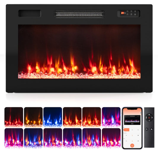 30 Inch Smart WiFi Electric Fireplace, Recessed, Wall Mounted Fireplaces Options at Gallery Canada