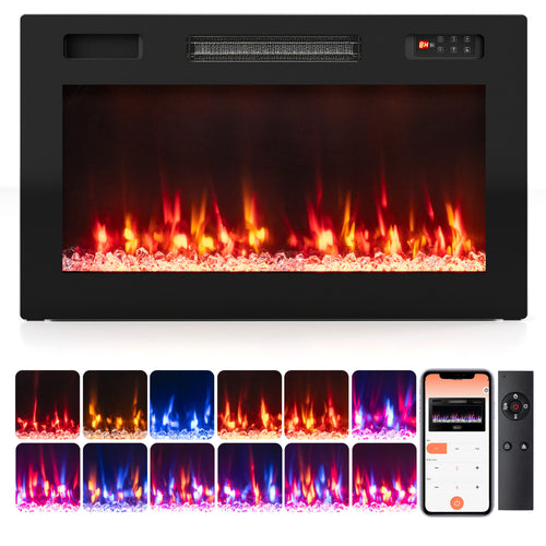 30 Inch Smart WiFi Electric Fireplace, Recessed Wall Mounted