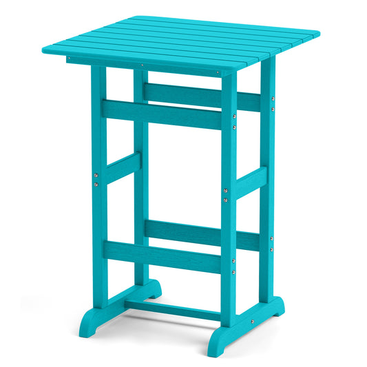 30 Inch Square Bar Table, Slatted Tabletop, Turquoise Patio Bar Furniture Turquoise at Gallery Canada