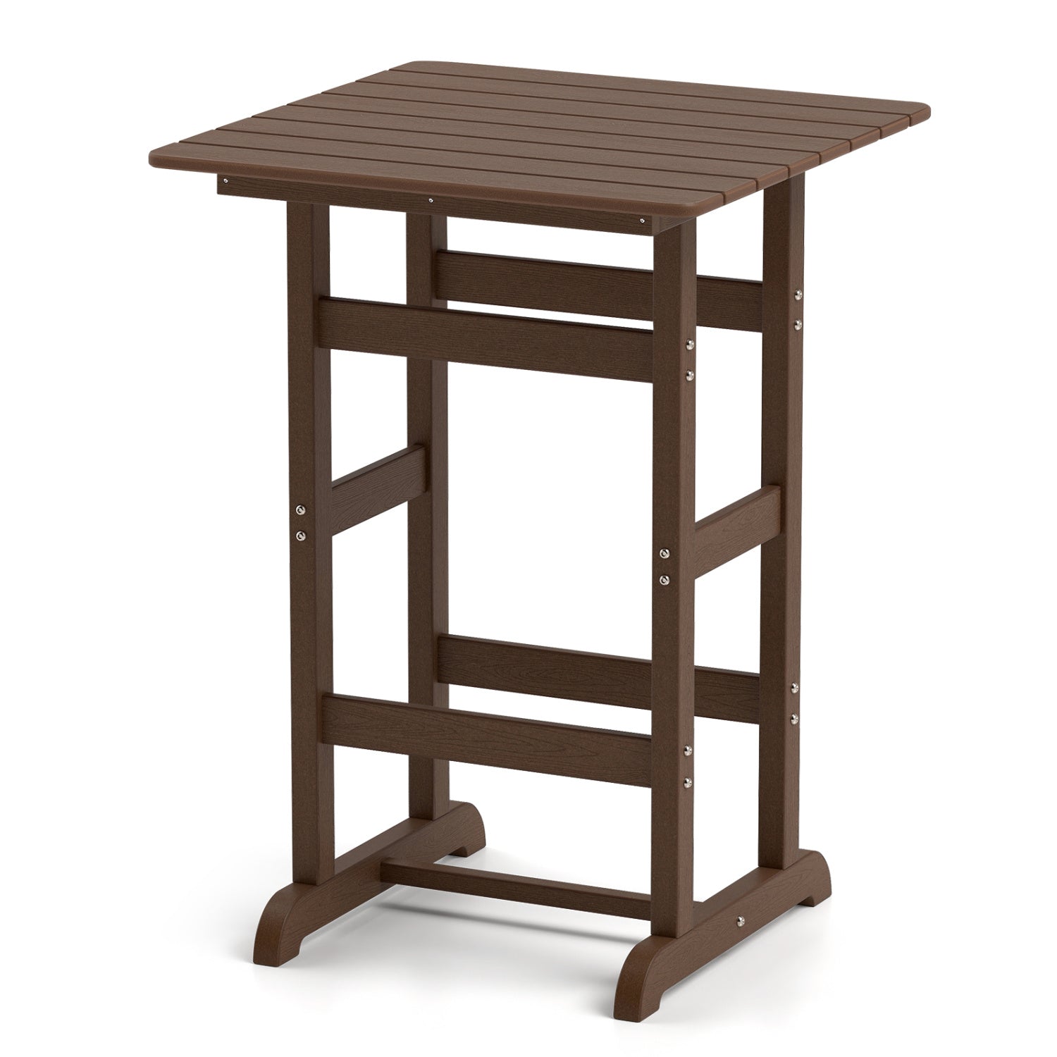 30 Inch Square Bar Table, Slatted Tabletop, Brown Patio Dining Tables Brown at Gallery Canada