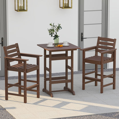 30 Inch Square Bar Table, Slatted Tabletop, Brown Patio Dining Tables at Gallery Canada