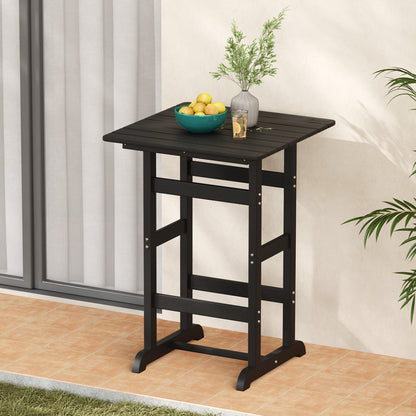 30 Inch Square Bar Table, Slatted Tabletop, Black Patio Dining Tables at Gallery Canada