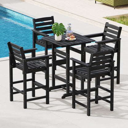 30 Inch Square Bar Table, Slatted Tabletop, Black Patio Dining Tables at Gallery Canada