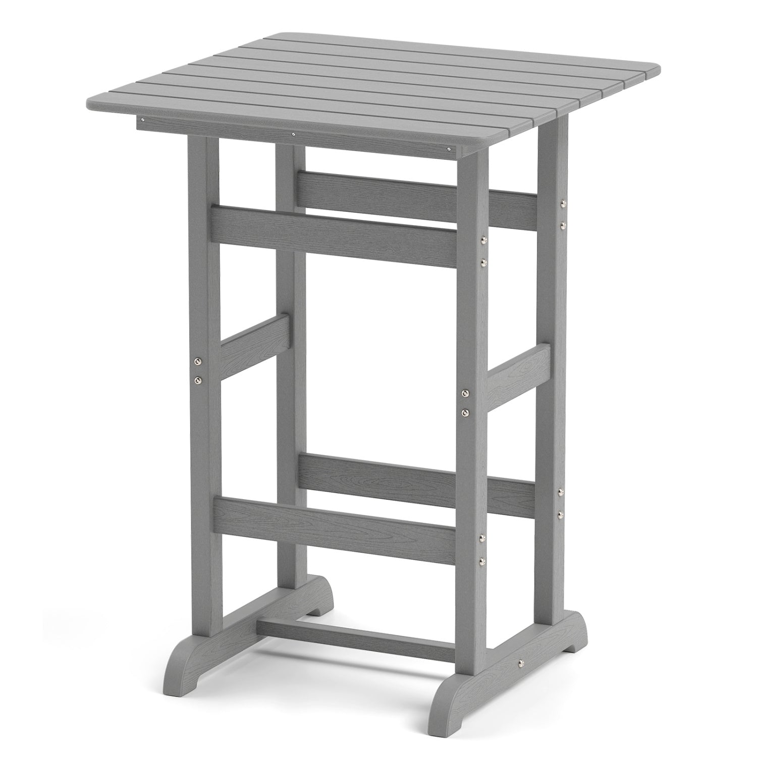 30 Inch Square Bar Table, Slatted Tabletop, Gray Patio Dining Tables Gray at Gallery Canada