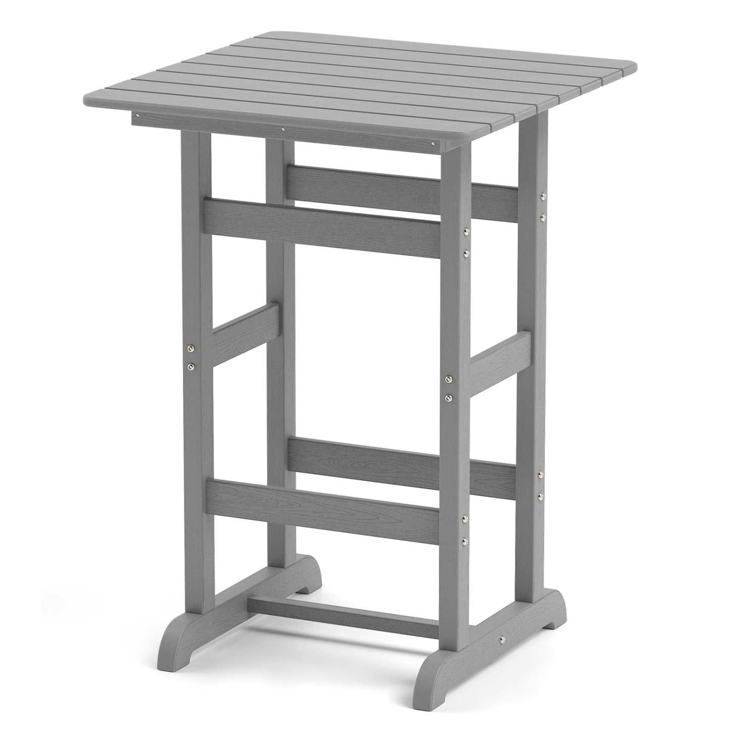 30 Inch Square Bar Table, Slatted Tabletop, Gray Patio Dining Tables Gray at Gallery Canada