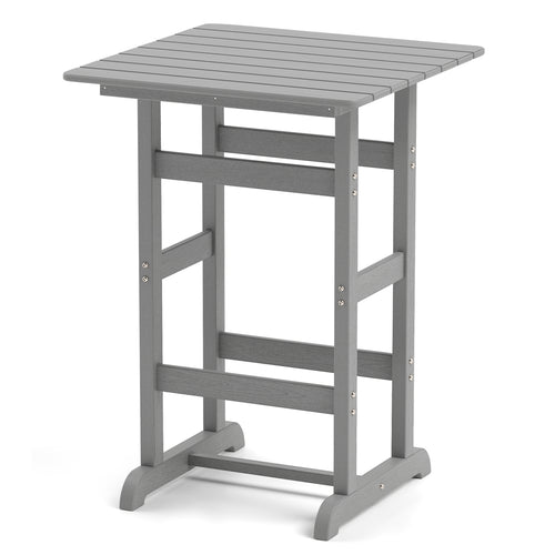 30 Inch Square Bar Table, Slatted Tabletop, Gray