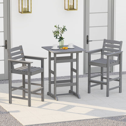 30 Inch Square Bar Table, Slatted Tabletop, Gray Patio Dining Tables at Gallery Canada