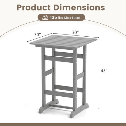30 Inch Square Bar Table, Slatted Tabletop, Gray Patio Dining Tables at Gallery Canada