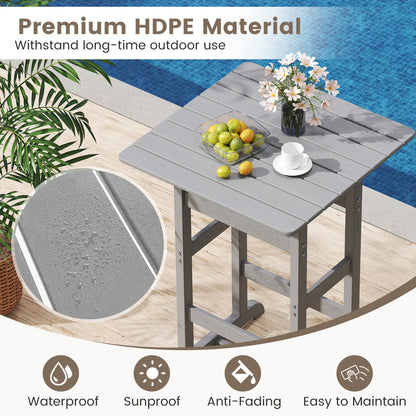 30 Inch Square Bar Table, Slatted Tabletop, Gray Patio Dining Tables at Gallery Canada