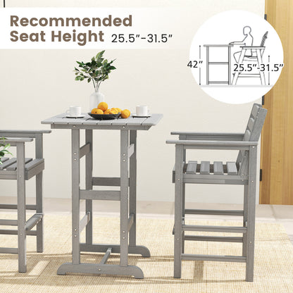 30 Inch Square Bar Table, Slatted Tabletop, Gray Patio Dining Tables at Gallery Canada