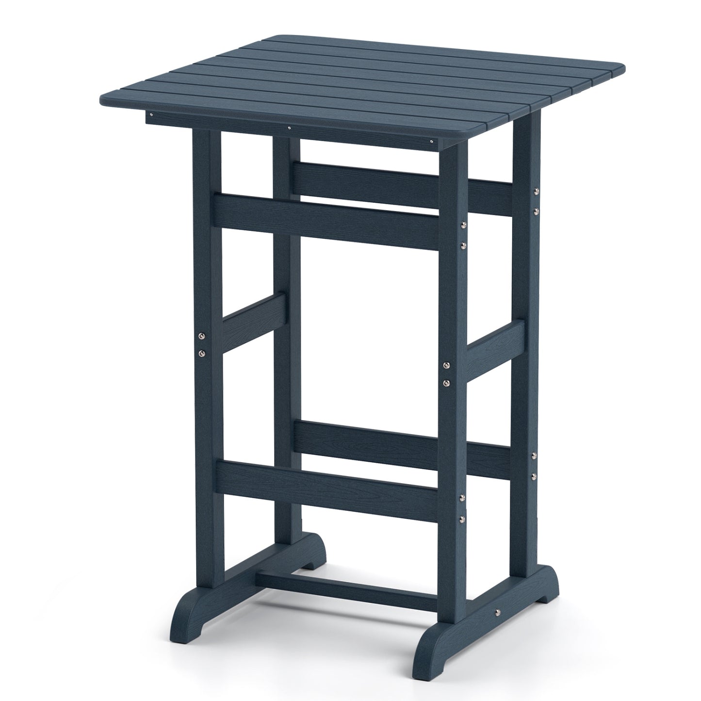 30 Inch Square Bar Table, Slatted Tabletop, Navy Patio Dining Tables at Gallery Canada