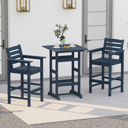 30 Inch Square Bar Table, Slatted Tabletop, Navy Patio Dining Tables at Gallery Canada