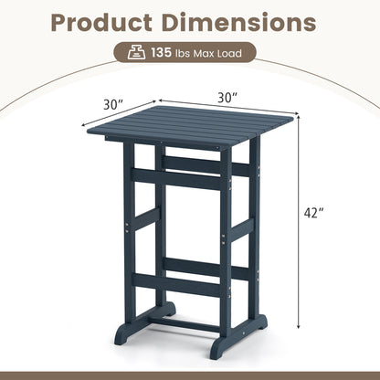 30 Inch Square Bar Table, Slatted Tabletop, Navy Patio Dining Tables at Gallery Canada