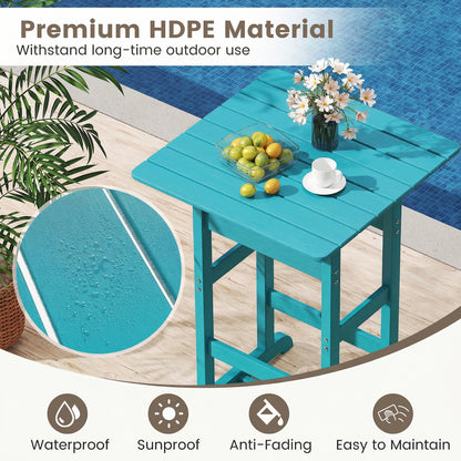 30 Inch Square Bar Table, Slatted Tabletop, Turquoise Patio Bar Furniture at Gallery Canada