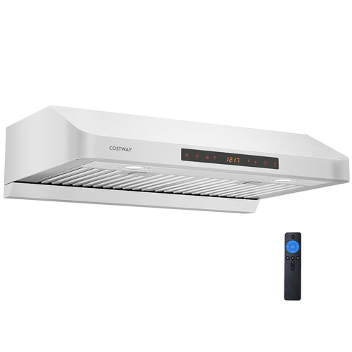 30 Inch Under Cabinet Range Hood with Oil Collector 900 CFM Stainless Steel Kitchen Vent, Silver