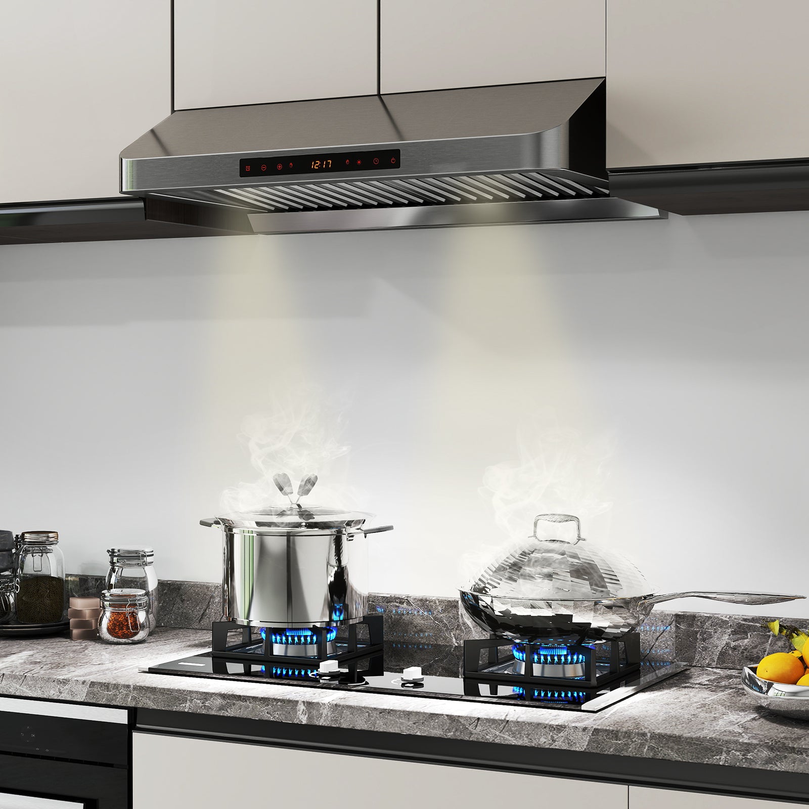 30 Inch Under Cabinet Range Hood, 900 CFM Stainless Steel, Silver Kitchen Appliances at Gallery Canada