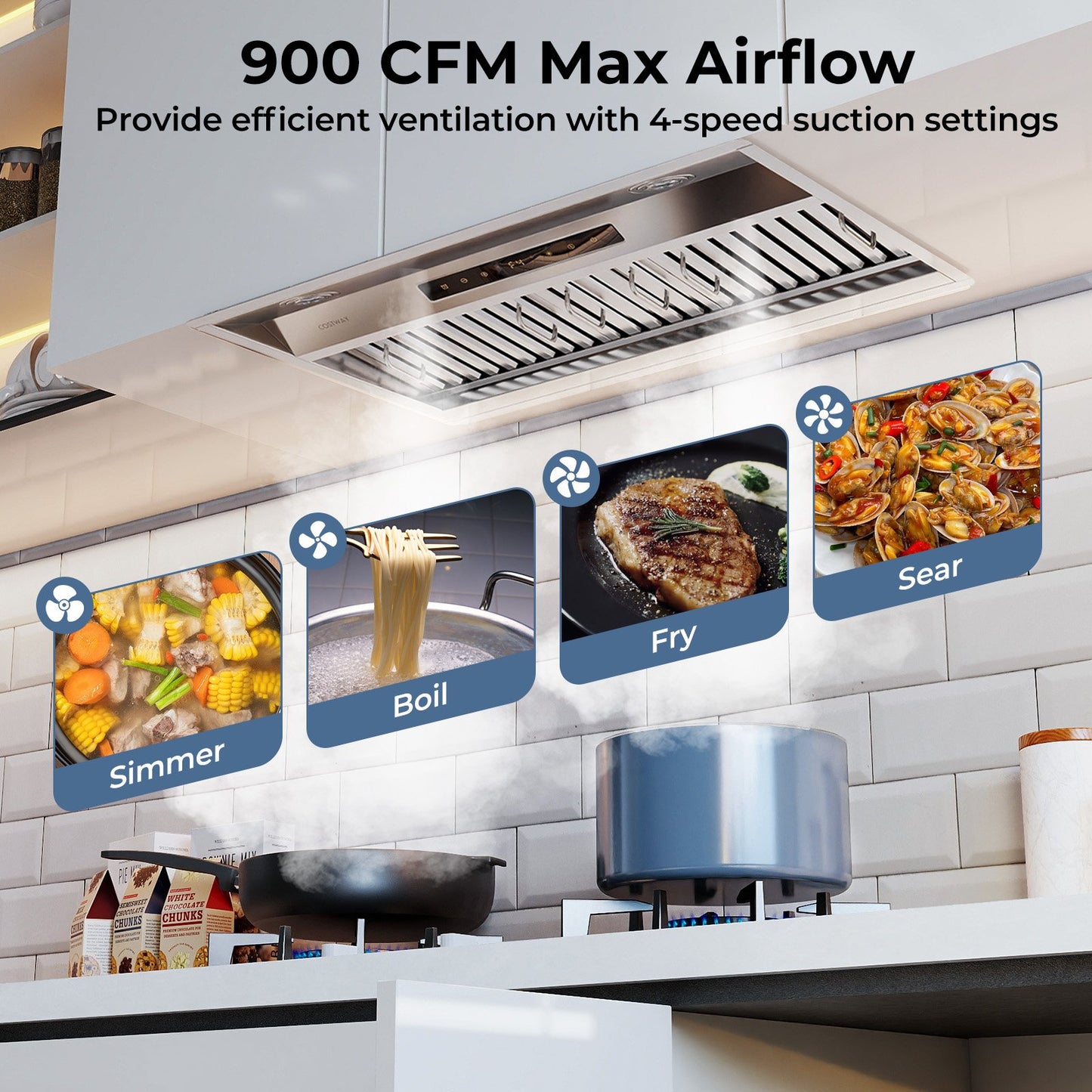 30 Inch Under Cabinet Range Hood with 4 Fan Speeds and Baffles Filters, Silver Kitchen Appliances at Gallery Canada