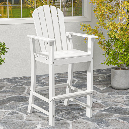 30 Inches Counter Height Outdoor Bar Stool With Armrests, Footrest, White