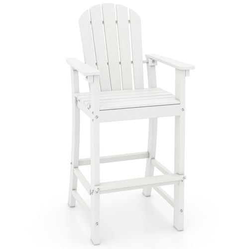 30 Inches Counter Height Outdoor Bar Stool With Armrests, Footrest, White